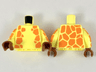 Torso Animal Print Orange Giraffe Spots Pattern / Bright Light Yellow Arms with Orange Giraffe Spots Pattern / Reddish Brown Hands