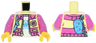 Torso Jacket Open with Pockets, Heart Zipper and Dark Pink Collar, Waistband Panel and Paw Print Patch over White Shirt with Medium Blue Star, Bunny / Rabbit Shoulder Bag with Strap and Buckle Pattern / Dark Pink Arms / Yellow Hands