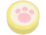 Tile, Round 1 x 1 with Bright Pink Paw Print on White Background Pattern