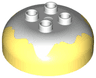 Duplo, Brick Round 4 x 4 Dome Top with 2 x 2 Studs with Marbled White Pattern
