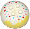 Duplo, Brick Round 4 x 4 Dome Top with 2 x 2 Studs with Marbled White and Printed Red, Medium Azure, and Bright Pink Stars Pattern