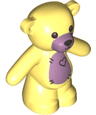Teddy Bear with Black Eyes, Metallic Pink Muzzle and Stomach, Black Stitches and Heart Pattern