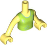 Torso Mini Doll Girl Lime Dress Top with Metallic Light Blue Stars Pattern, Bright Light Yellow Arms with Hands