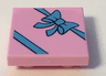 Tile, Modified 2 x 2 Inverted with Gift Wrap Medium Blue Bow Pattern