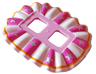 Minifigure Skirt Plastic, Ruffled (Ballerina Tutu) with White and Dark Pink Panels, Silver Stars, and Bright Light Orange Border Pattern