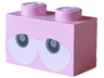 Brick 1 x 2 with Black and Dark Bluish Gray Eyes Partially Closed on White Background Pattern (Super Mario Baby Yoshi)