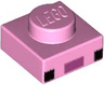 Plate 1 x 1 with 2 Black Squares and Magenta Rectangle Pattern (Minecraft Axolotl Face)