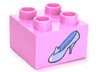 Duplo, Brick 2 x 2 with Bright Light Blue Shoe with Heel and Heart Pattern (Cinderella Glass Slipper)