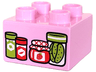Duplo, Brick 2 x 2 with Lime and Red Jars with Herbs, Strawberry Jelly and Pickles Pattern