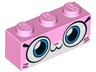 Brick 1 x 3 with Cat Face Wide Eyes, Smiling Closed Mouth, Dark Pink Hash Lines Pattern (Camouflage Unikitty)