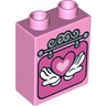 Duplo, Brick 1 x 2 x 2 with Wall Hanging with Hands Holding Heart Pattern