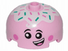 Brick, Round 3 x 3 x 1 1/3 Dome Top - Open Stud with Face with Smile, Eyes with Pupils, Pink Cheeks and Topping Pattern