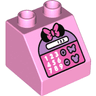 Duplo, Brick 2 x 2 x 1 1/2 Slope 45 with Calculator with Minnie Mouse Ears and Bow Pattern