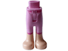 Mini Doll Hips and Trousers with Back Pockets with Molded Light Nougat Lower Legs / Boots and Printed Dark Pink Trim Pattern - Thin Hinge