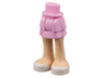 Mini Doll Hips and Skirt Layered, Light Nougat Legs and White Shoes Pattern - Thick Hinge