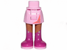 Mini Doll Hips and Skirt, Medium Nougat Legs and Long Magenta Boots with Silver Stars Pattern - Thick Hinge