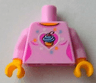 Torso Female Top with Cupcake over Heart and Stars Pattern / Bright Pink Arms / Yellow Hands