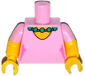 Torso Simpsons Dress with Round Neckline and Dark Turquoise Necklace Pattern / Yellow Arms with Molded Bright Pink Short Sleeves Pattern / Yellow Hands