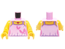 Torso Female Outline Top with Dark Pink Butterflies, White Flowers and Red Heart Necklace with Side Contours Pattern / Yellow Arms / Yellow Hands
