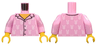 Torso Pajamas 4 Buttons and White Rabbits Pattern / Bright Pink Arms with White Rabbits Pattern / Yellow Hands