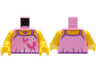 Torso Top with Dark Pink Butterflies, Heart Necklace and White Flowers Pattern / Yellow Arms / Yellow Hands