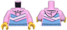 Torso Hoodie with Medium Blue and White Diagonal Stripes Pattern / Bright Pink Arms / Yellow Hands