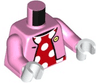Torso Open Jacket with Button over Red Dress with White Polka Dots Pattern / Bright Pink Arms / White Hands