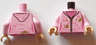 Torso Female Jacket with Hood and Silver Zipper over Dark Pink Shirt, Dark Tan Dirt Stains Pattern / Bright Pink Arms / Light Nougat Hands