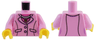 Torso Female Suit Jacket over Dark Pink Shirt, White Pearl Necklace, and Gold Pendant Pattern / Bright Pink Arms / Yellow Hands