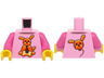 Torso Shirt with Orange, Bright Light Yellow and Dark Brown Balloon Dog with Bone, Dog Head on Back Pattern (BAM) / Dark Pink Arms / Yellow Hands