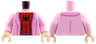Torso Bathrobe with Dark Pink Hem and Creases, Red and Blue Spider-Man Costume, Black Spider and Webbing Pattern / Bright Pink Arms / Light Nougat Hands