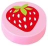 Tile, Round 1 x 1 with Strawberry Pattern