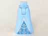 Mini Doll Hips and Skirt Full Length with Silver Triangle and Silver Scrolls on Medium Blue Inset Pattern - Thick Hinge