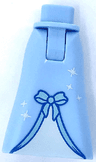 Mini Doll Hips and Skirt Full Length with Metallic Light Blue Bow and Silver Sparkles with Light Aqua Insert Pattern - Thick Hinge