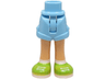 Mini Doll Hips and Shorts Folded Hem with Molded Medium Tan Legs and Printed Lime Shoes with White Laces, Soles and Socks Pattern - Thin Hinge
