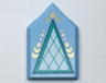 Tile, Modified 2 x 3 Pentagonal with White and Dark Turquoise Triangle and Gold Highlights Pattern