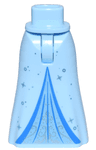Mini Doll Hips and Skirt Full Length with Blue Trim, Medium Blue Inset, Metallic Light Blue Scrolls and Sparkles Pattern - Thin Hinge