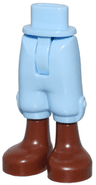 Mini Doll Hips and Trousers Cropped with Molded Reddish Brown Legs and Feet Pattern - Thin Hinge
