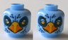 Minifigure, Head Dual Sided Alien Chima Eagle with Yellow Eyes, Dark Blue Eye Shadow and Feathers, and Bright Light Orange Beak, White / Bright Light Orange Pupils Pattern