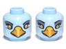 Minifigure, Head Dual Sided Alien Chima Eagle with Yellow Eyes, Sand Blue Eye Shadow, Bright Light Orange Beak, and White Feathers, Wide / Narrow Eyes Pattern