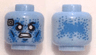 Minifigure, Head Alien with Blue Speckles, White Eyes, Computer Chip on Right Side, Angry Mouth Pattern