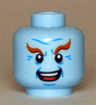 Minifigure, Head Male Dark Orange Eyebrows, Black Eyes, White Pupils, Wrinkles, Open Mouth Smile, Teeth and Tongue Pattern (Mr. Freeze)