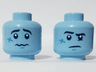 Minifigure, Head Dual Sided Black Raised Eyebrow, Dark Azure Cheek Scar, Nervous / Puzzled Pattern