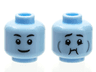 Minifigure, Head Dual Sided Black Eyebrows, Grin / Queasy with Dark Bluish Gray Cheek Lines Pattern (BAM)