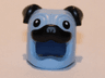 Minifigure, Headgear Head Cover, Costume Pug Dog with Black Ears, Eyes and Muzzle Pattern