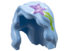 Minifigure, Hair Female Mid-Length with Part over Right Shoulder with Medium Lavender Starfish / Sea Star and Lime Seaweed Pattern