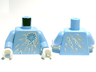 Torso with Ninjago Ice Tiger Head Symbol on White, Silver and Metallic Cyan Shards Energy Pattern / Bright Light Blue Arms / White Hands