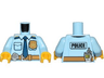 Torso Police Shirt with Gold Badge, Dark Blue Tie, Dark Tan Belt and 'POLICE' and Radio on Back Pattern / Bright Light Blue Arms / Yellow Hands