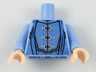 Torso Robes with 3 Silver Frog Clasps, Medium Blue Details, Medium Nougat Belt Pattern / Bright Light Blue Arms / Light Nougat Hands