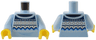 Torso Knit Fair Isle Sweater with Blue, Dark Blue, and White Geometric Shapes and Zigzag Lines Pattern / Bright Light Blue Arms / Yellow Hands